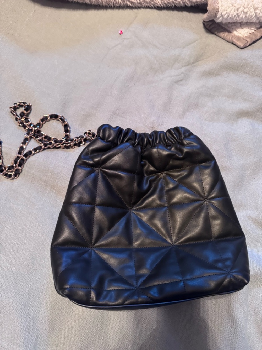Target Black Quilted Drawstring Chain Crossbody Bag